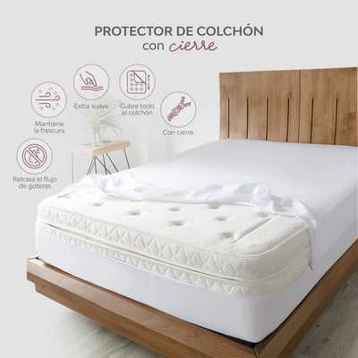 ⭐PROTECTOR DE COLCHÓN ANTIFLUIDO CON CIERRE KING- FUELLE 40 CM