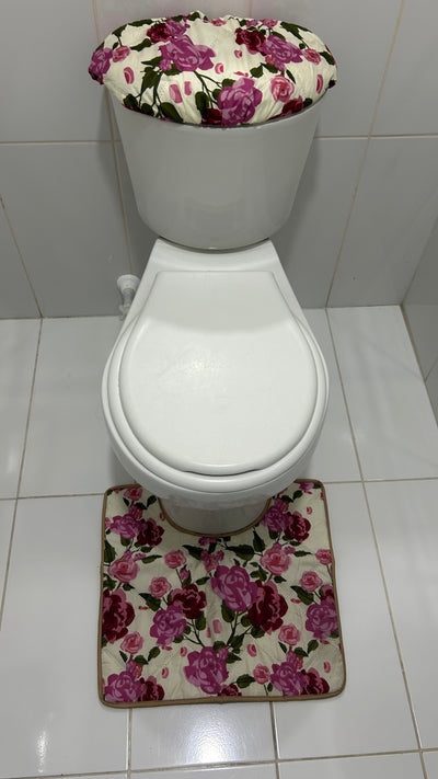 ⭐SET DE BAÑO ROSAS (TAZA, TANQUE, TAPETE)