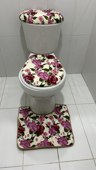 ⭐SET DE BAÑO ROSAS (TAZA, TANQUE, TAPETE)