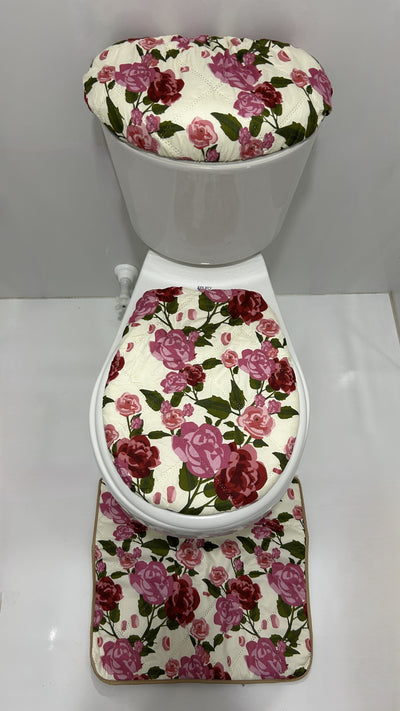 ⭐SET DE BAÑO ROSAS (TAZA, TANQUE, TAPETE)
