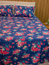 Juego de sábanas azul flores - Tamaño doble