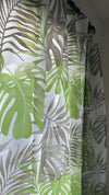 CORTINA BLANCA CON HOJAS VERDES Y GRIS PARA BAÑO