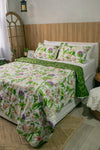 Edredón verde tamaño doble (140 x 190 cms) + 2 fundas