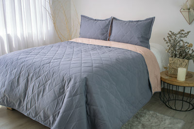 ⭐EDREDON UNICOLOR MAS FUNDA SHAM CON PESPUNTE