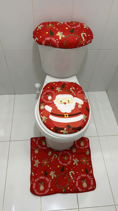 ⭐SET DE FORROS DE BAÑO EL TALLER DE SANTA (TAZA, TANQUE, TAPETE)