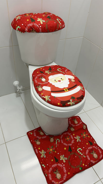 ⭐SET DE FORROS DE BAÑO EL TALLER DE SANTA (TAZA, TANQUE, TAPETE)