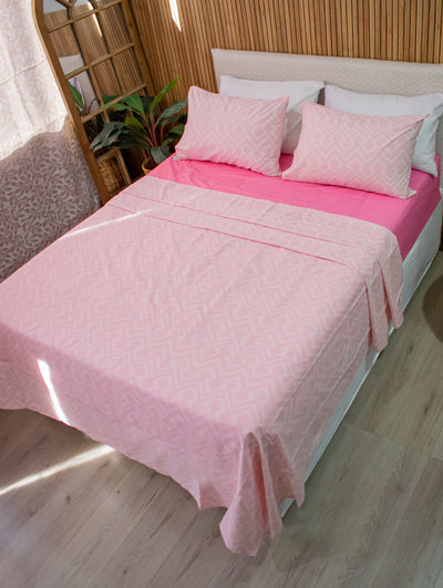 Juego de sábanas rosa- Tamaño doble 144 hilos
