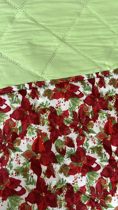 ⭐EDREDÓN NAVIDAD PONSETIA MAS FUNDAS CORTE SHAM CON PESPUNTE